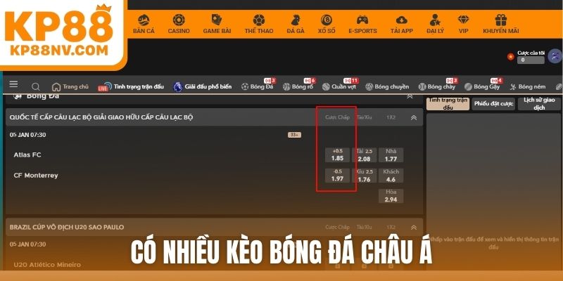 Có nhiều kèo bóng đá châu Á